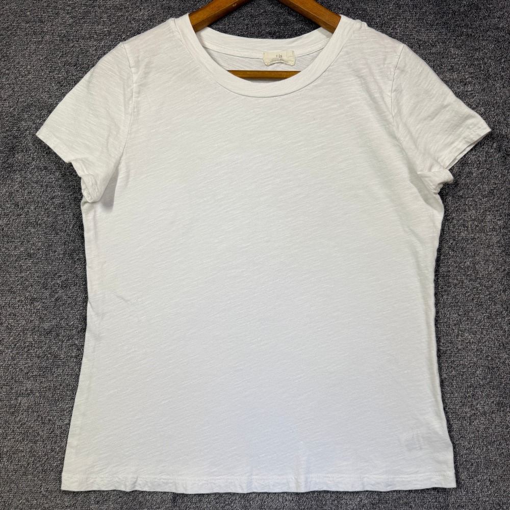 t.la Anthropologie T-Shirt Womens M White Cotton Slub Short Sleeve Crewneck